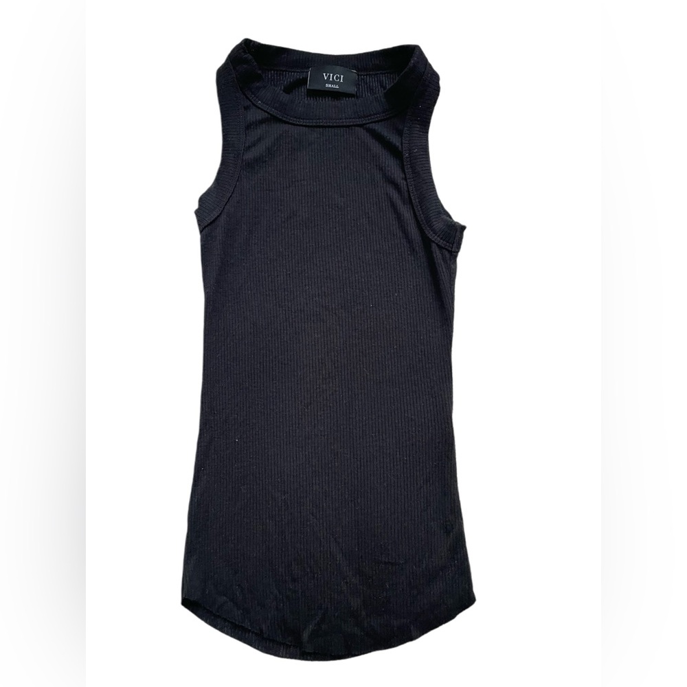 Vici Black Ribbed Tank Top